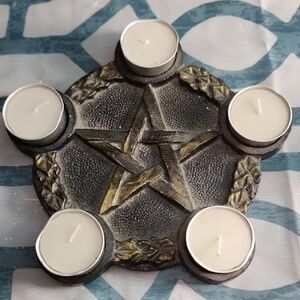 Pentagram Tealight Holder - Gold and Silver
